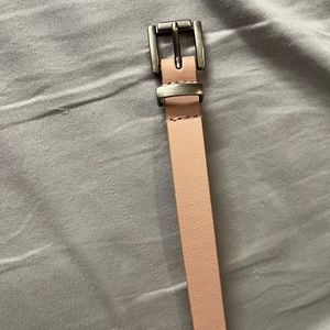 Pink Leather Belt With Silver Accents